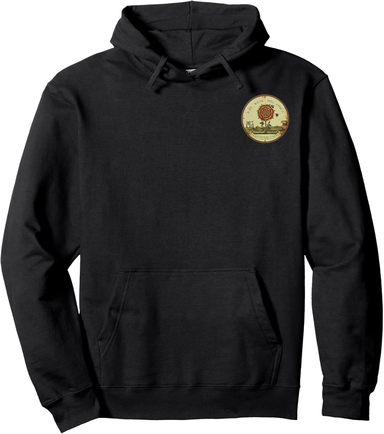 Dat Rosa Mel Apibus Rosicrucian Motto Rose Emblem Discreet Hoodie - Hoodie | Black
