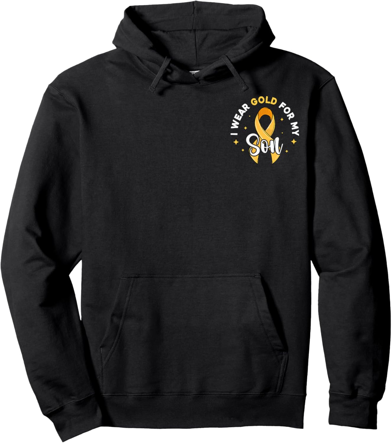 I Wear Gold For My Son Pocket Childhood Cancer Awareness Hoodie - Hoodie | Black