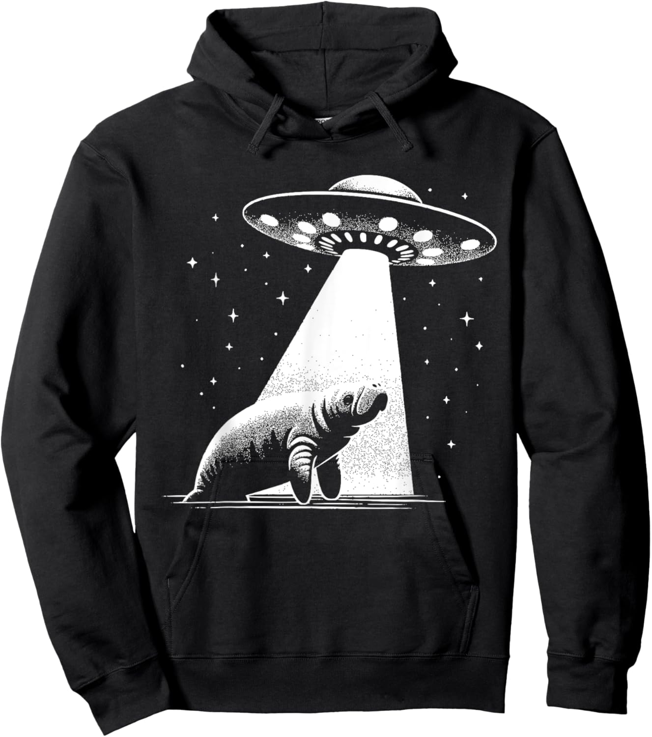 Manatee Dad Mom Lover - Funny Alien UFO Hoodie - Hoodie | Black