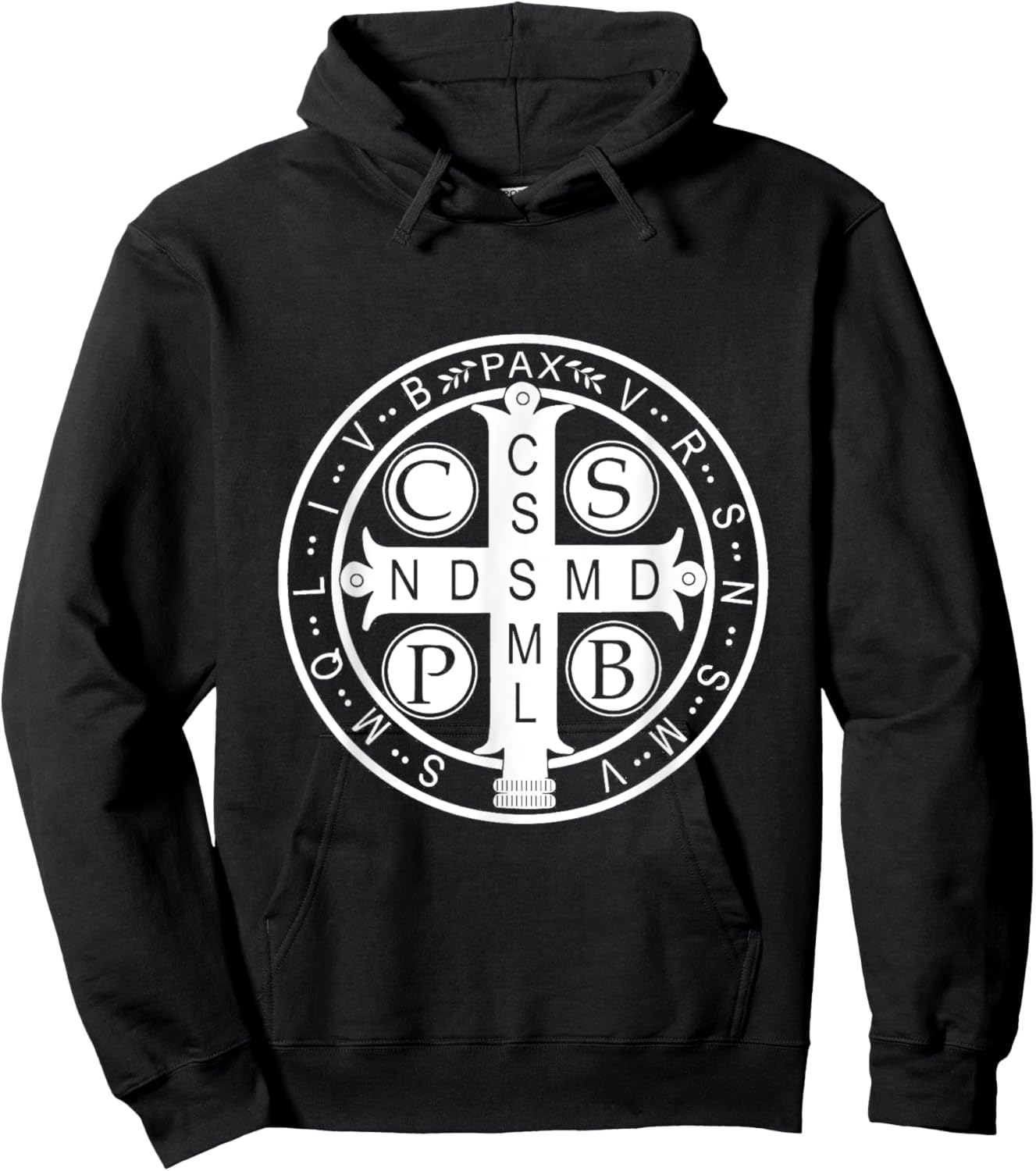 St. Benedict Medal - Traditional Latin Catholic Christian Hoodie - Hoodie | Black