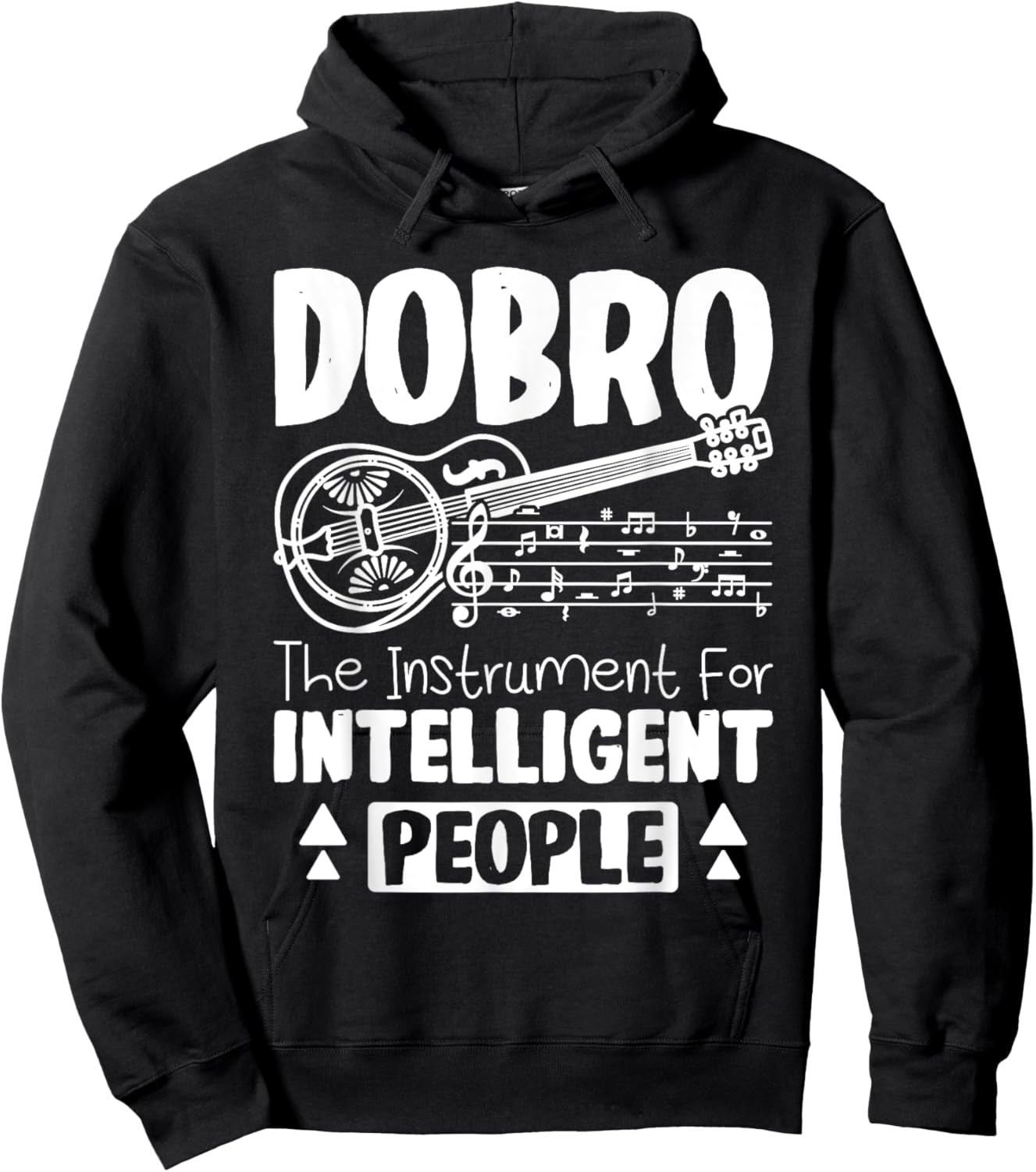 Drawn Dobro Resonator Guitar - -Adults/Kids, Black, Small, Short Sleeve, Classic Fit, Cotton/Polyester, Dobro Players, Musicians, Gift Hoodie - Hoodie | Black