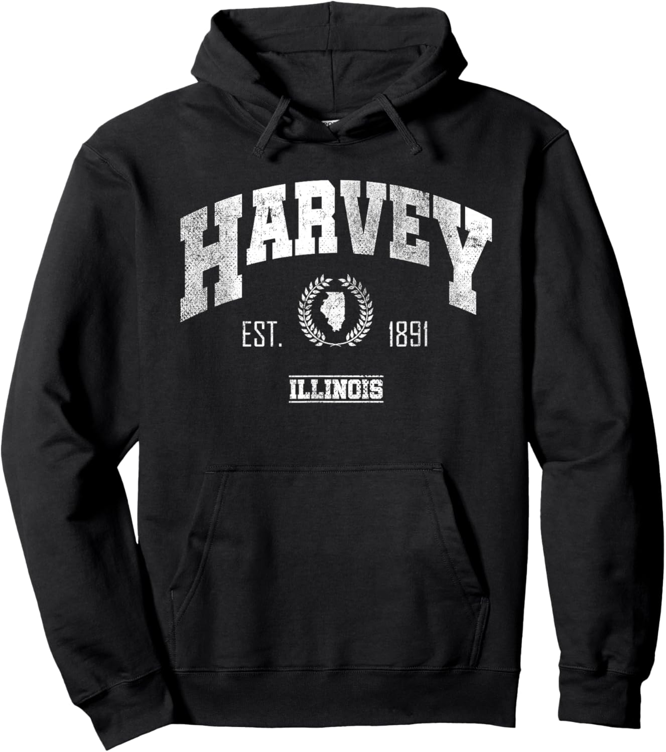 Harvey IL | Illinois | Vintage Throwback Hoodie - Hoodie | Black