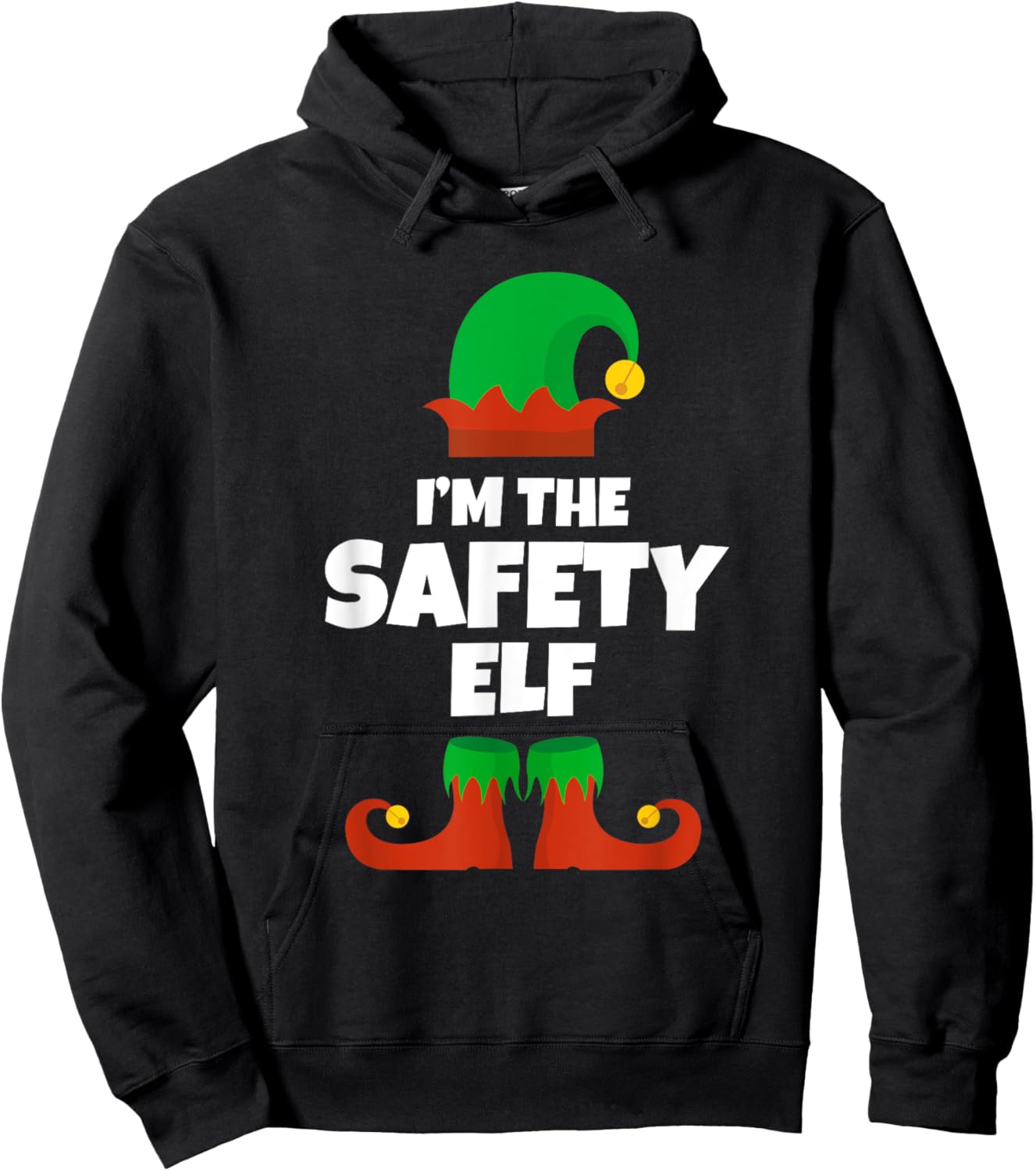 I'm The Safety Elf Family Pajama Christmas Officer Manager Hoodie - Hoodie | Black