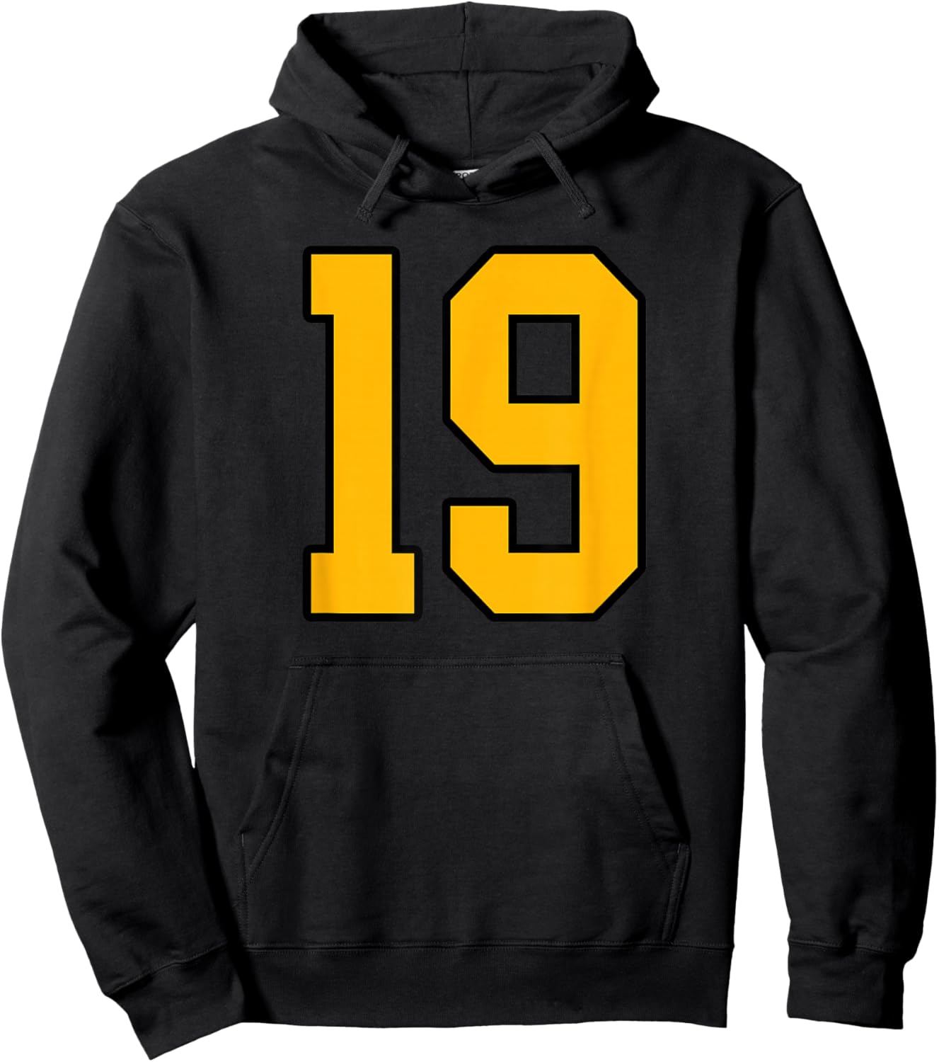 Gold and Black Sports Number 19 Jersey Uniform Player Hoodie - Hoodie | Black