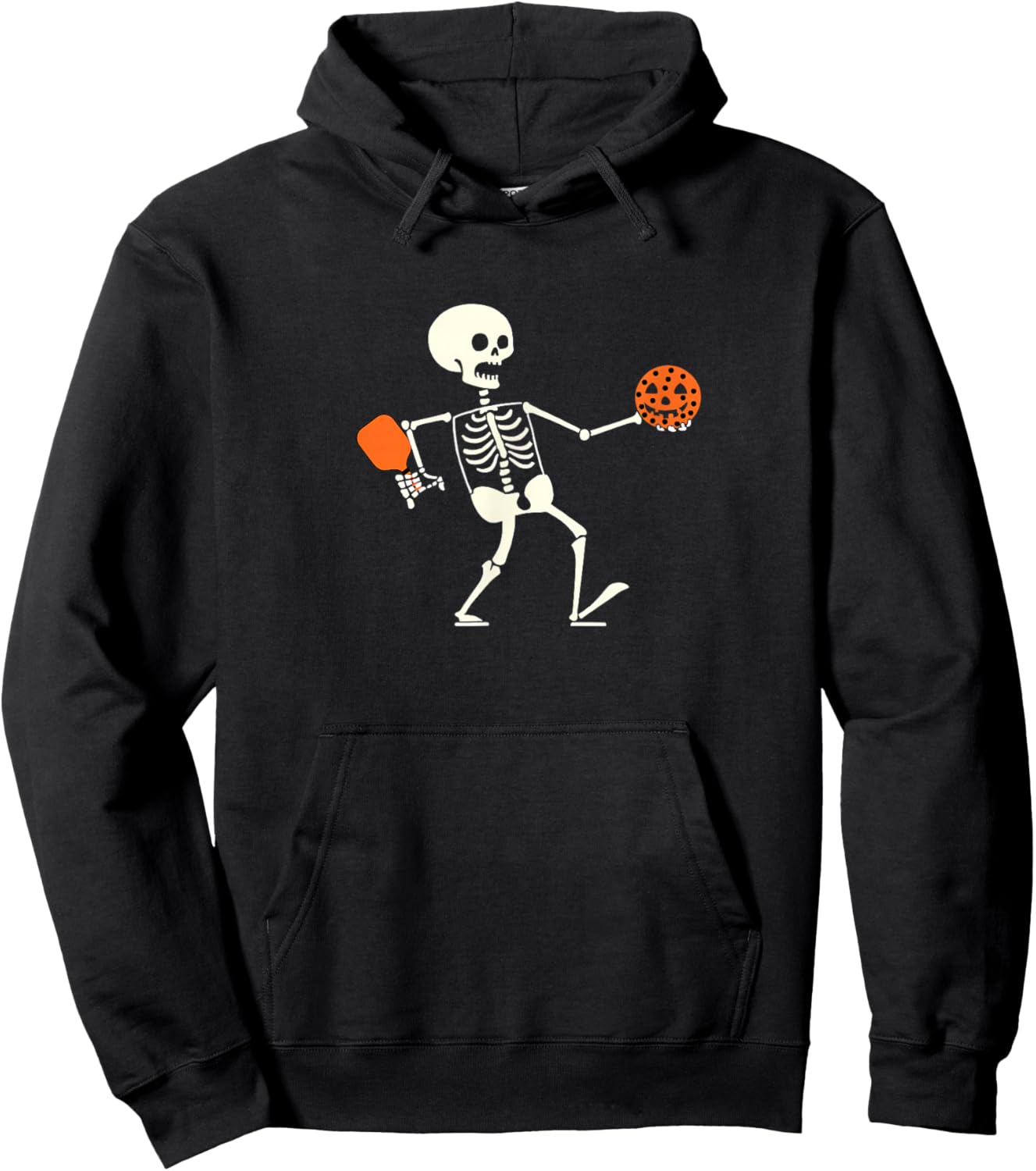 Funny Skeleton playing Pickleball Halloween Hoodie - Hoodie | Black