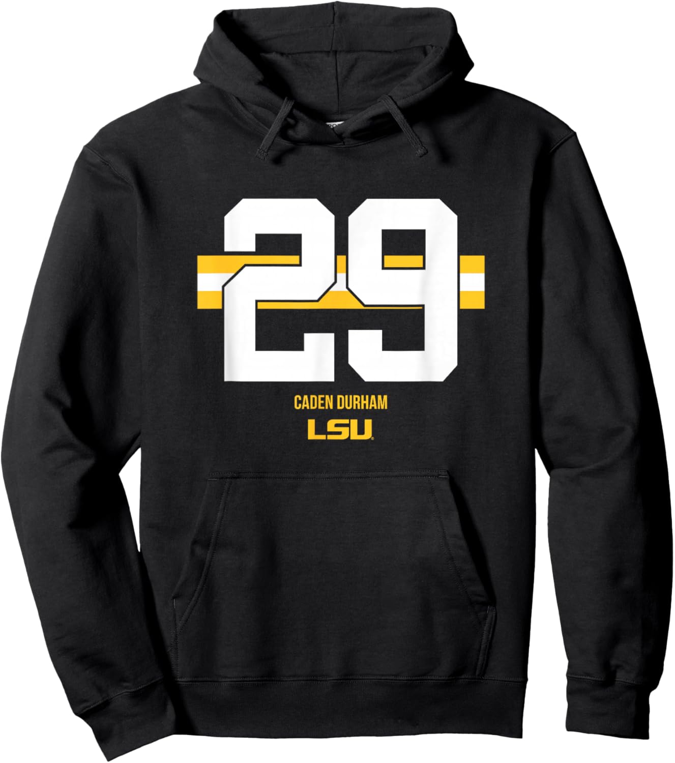 LSU Football: Caden Durham 29 Stripe Hoodie - Hoodie | Black