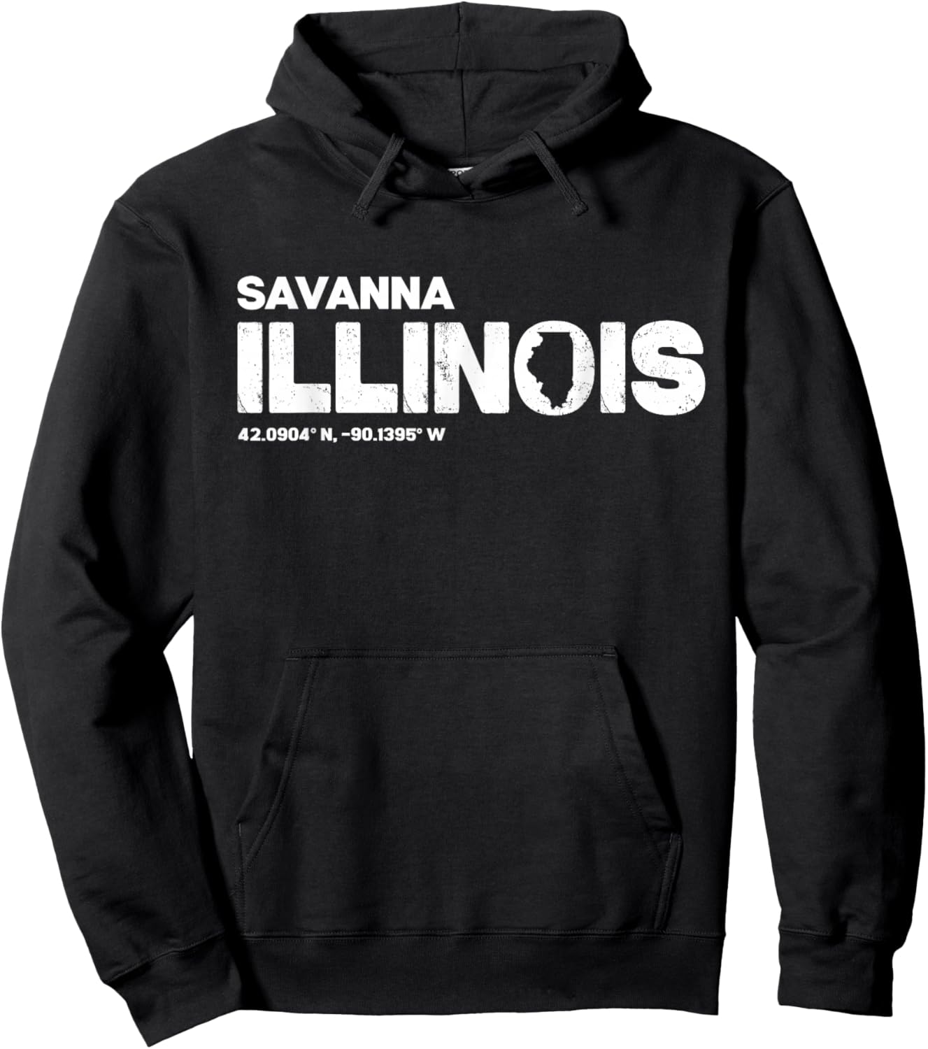 Savanna Illinois State Roots Typography Design Hoodie - Hoodie | Black