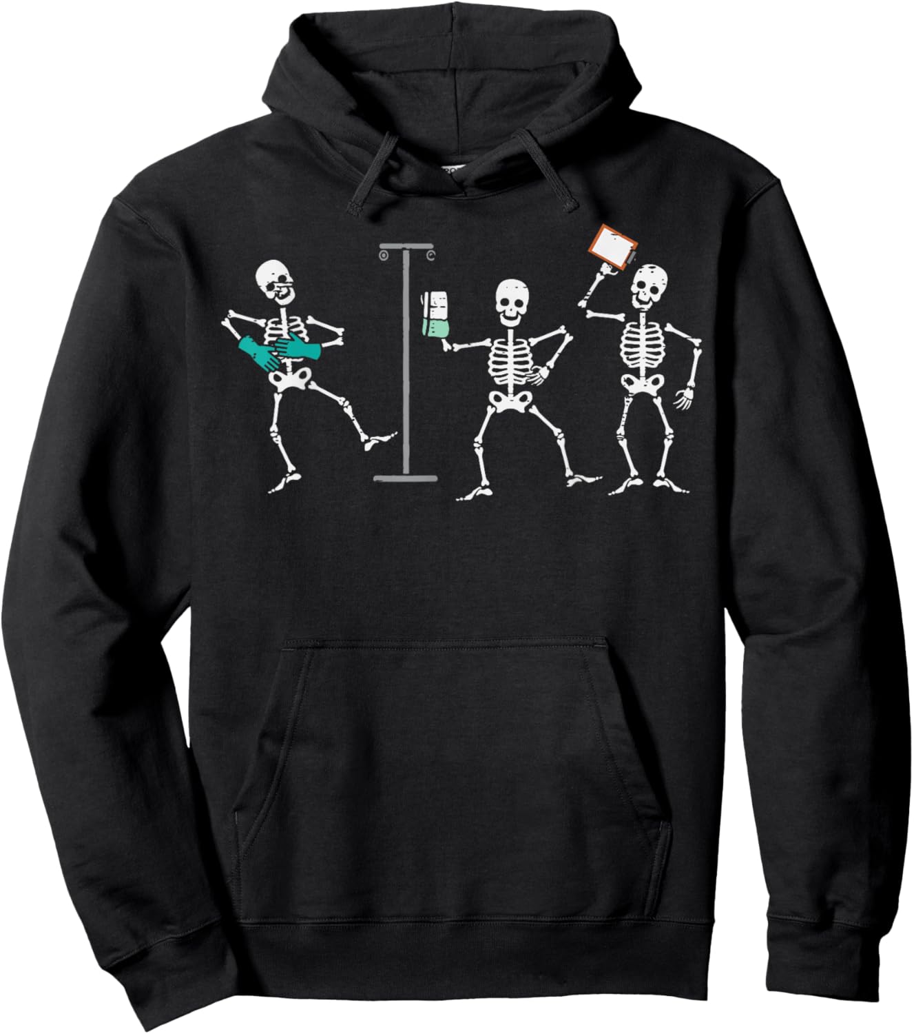 Halloween Ortho Nurse Skeletons Costume Scrub Top Men Women Hoodie - Hoodie | Black