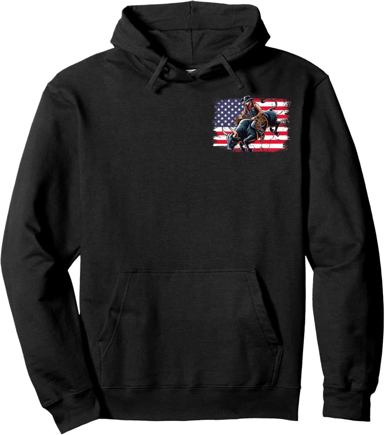 Patriotic Bull Riding Rodeo American Cowboys Hoodie - Hoodie | Black