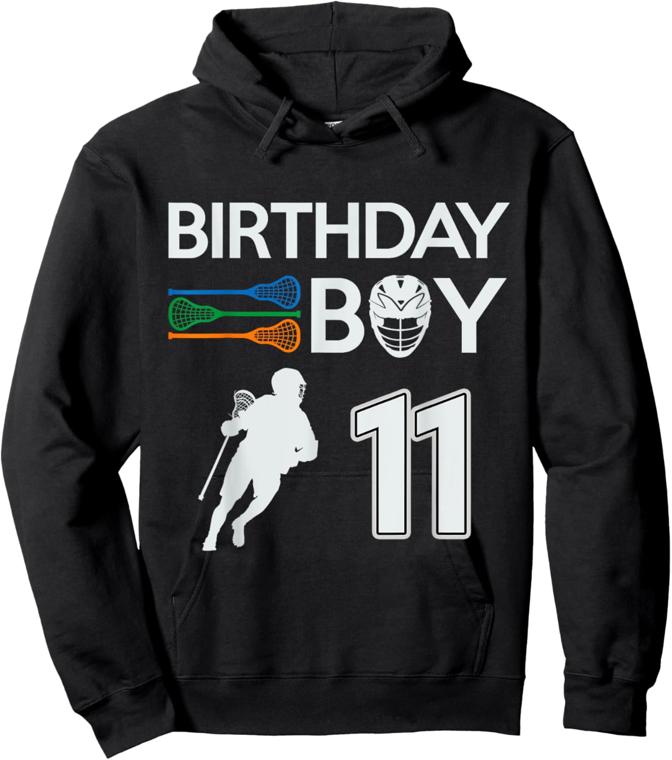 11 Years Old Birthday Boy Lacrosse LAX Player Boys Kids Hoodie - Hoodie | Black