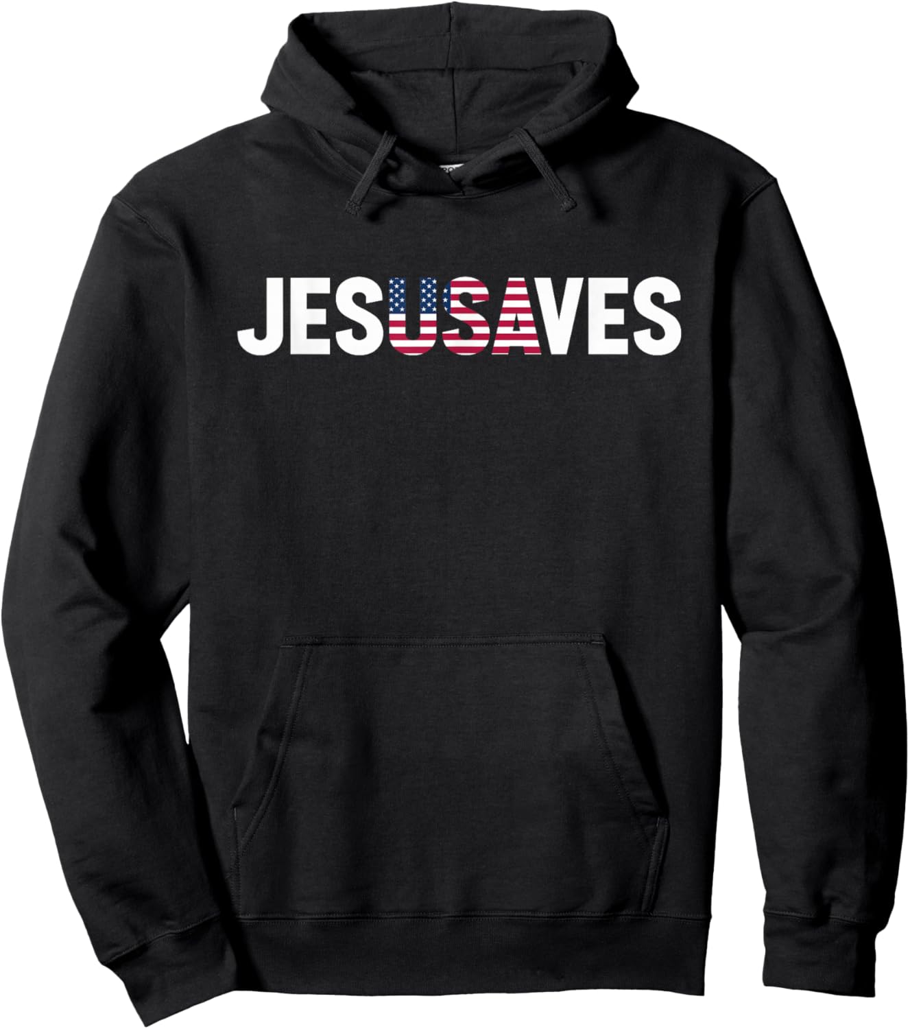 4th of July Christian Jesus Saves USA Flag Patriotic Hoodie - Hoodie | Black