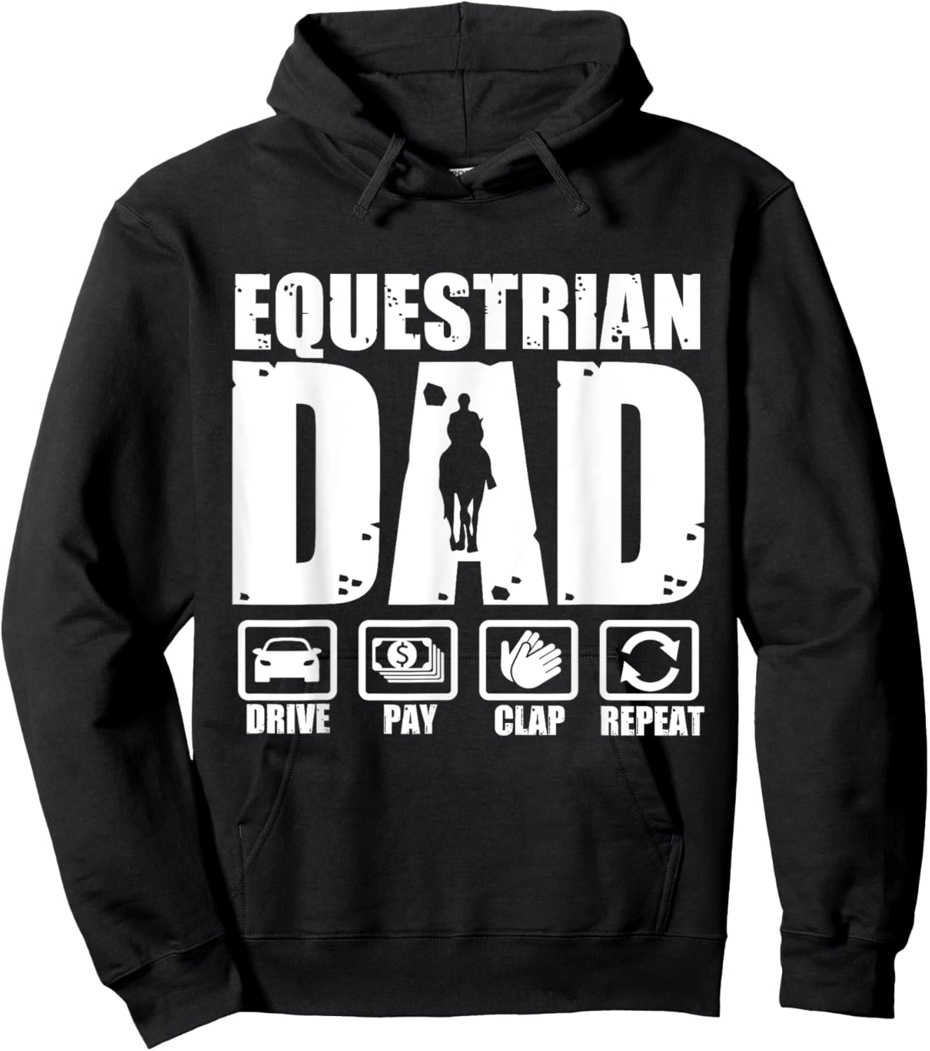 Funny Equestrian Dad Horse Rider Father Humor Fathers Day Hoodie - Hoodie | Black