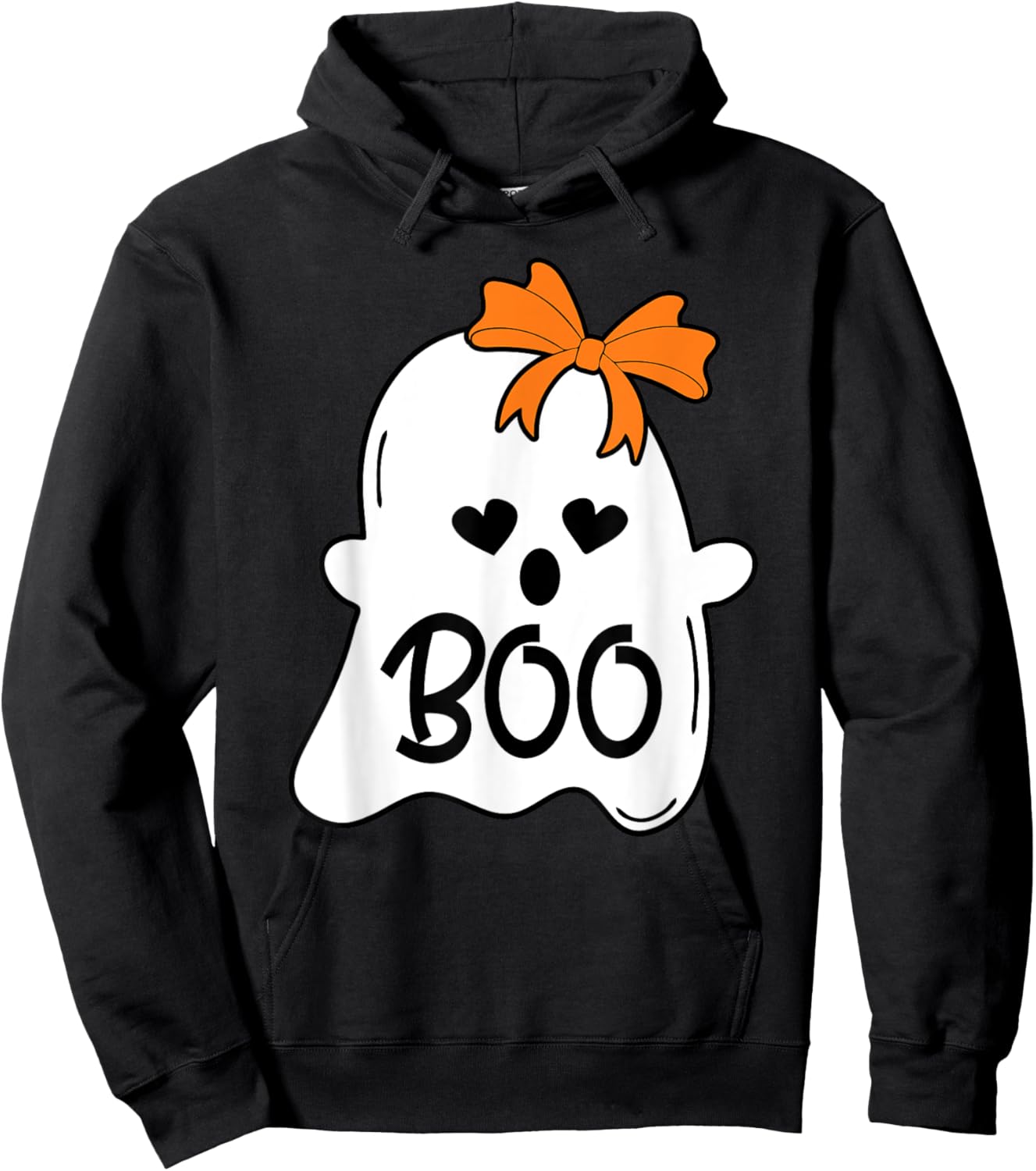 Ghost with Bow Boo Girls Halloween Hoodie - Hoodie | Black