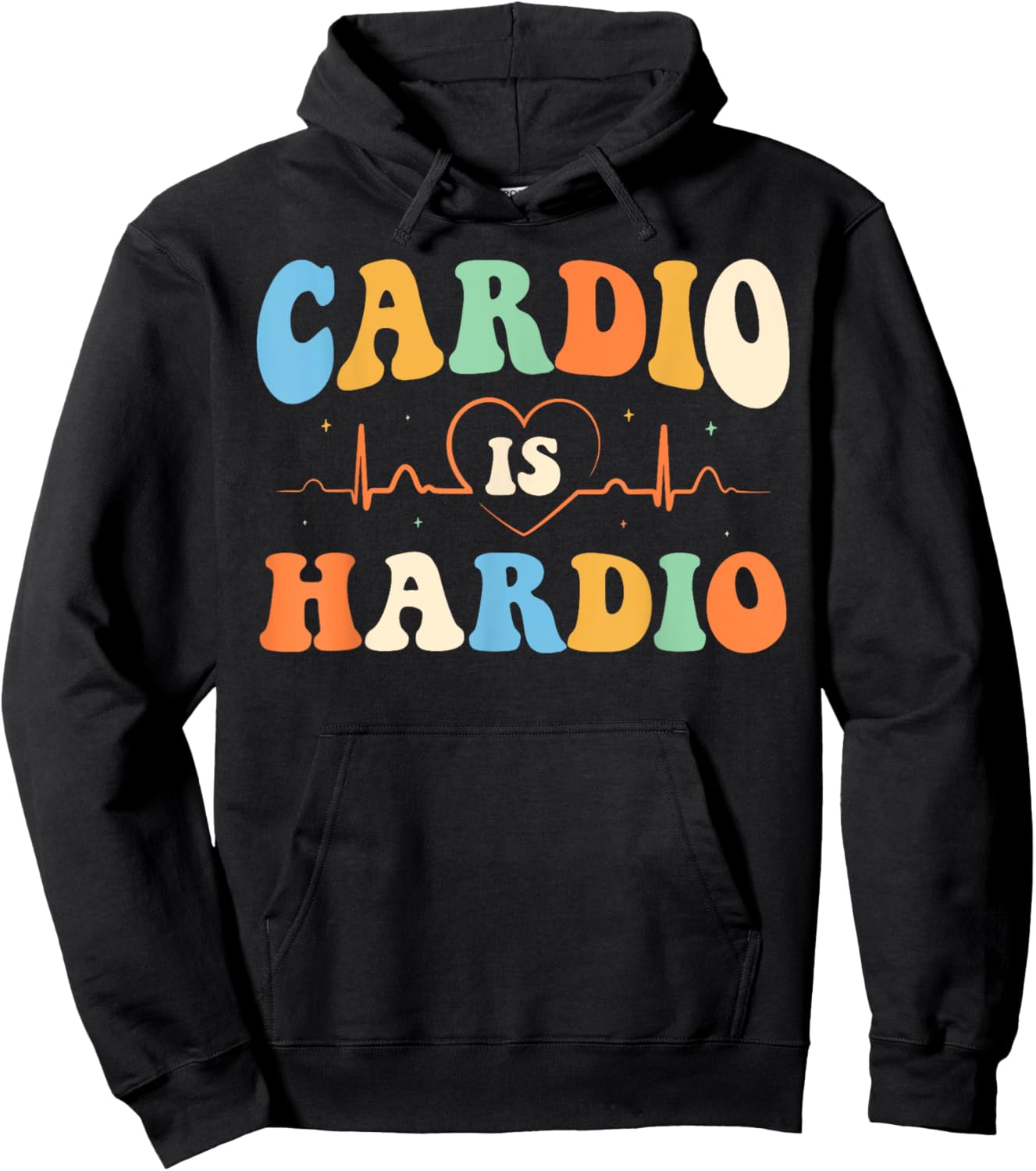 Cardio is Hardio Funny Gym Running Retro 70s Fitness Hoodie - Hoodie | Black