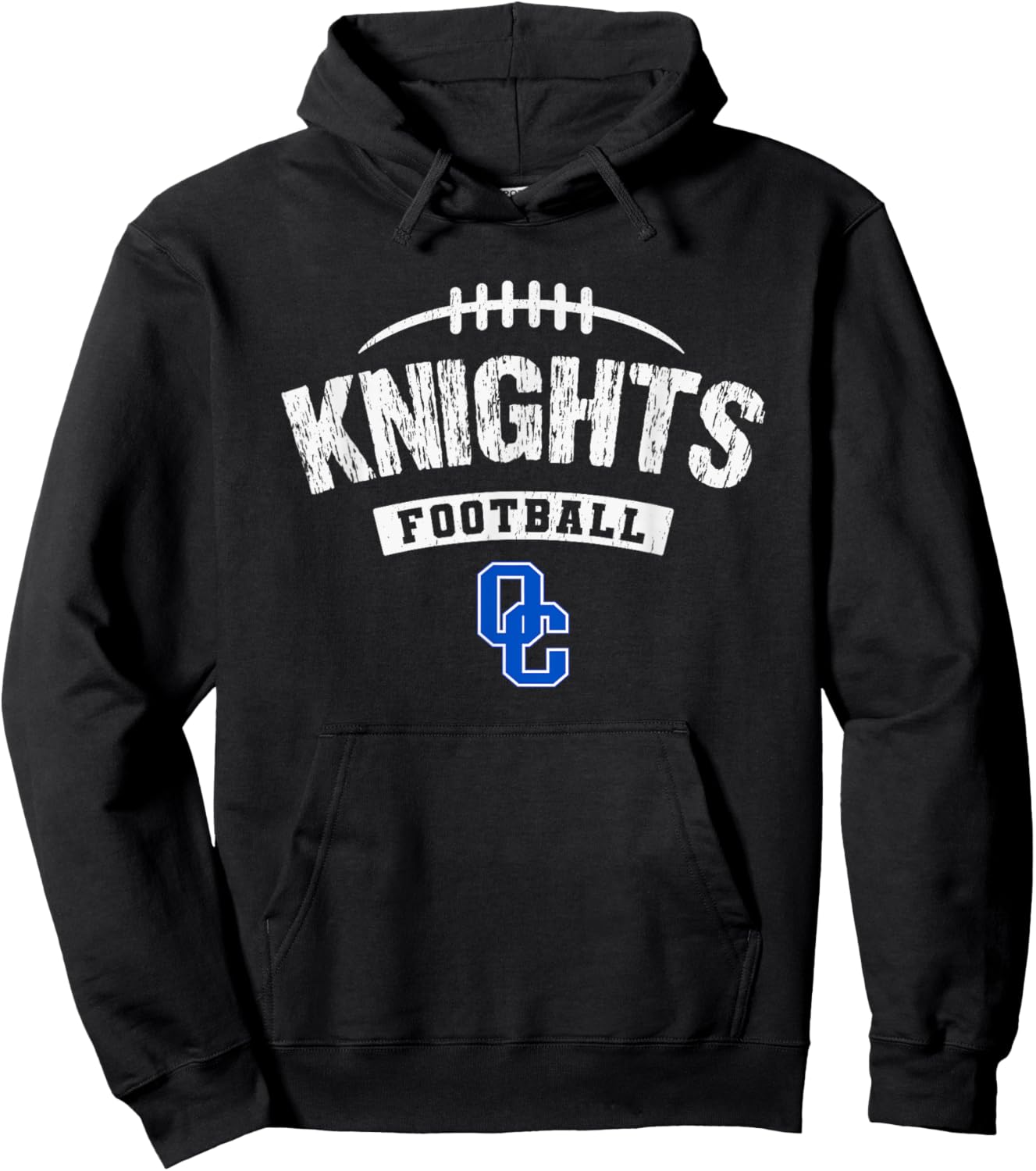 Oak Creek Knights Logo Football Distressed HS Hoodie - Hoodie | Black