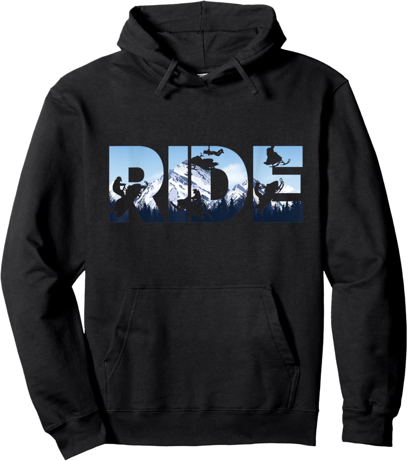 Snowmobile Ride Shirt Snow Mountain Motor Sled Winter Sport Hoodie - Hoodie | Black