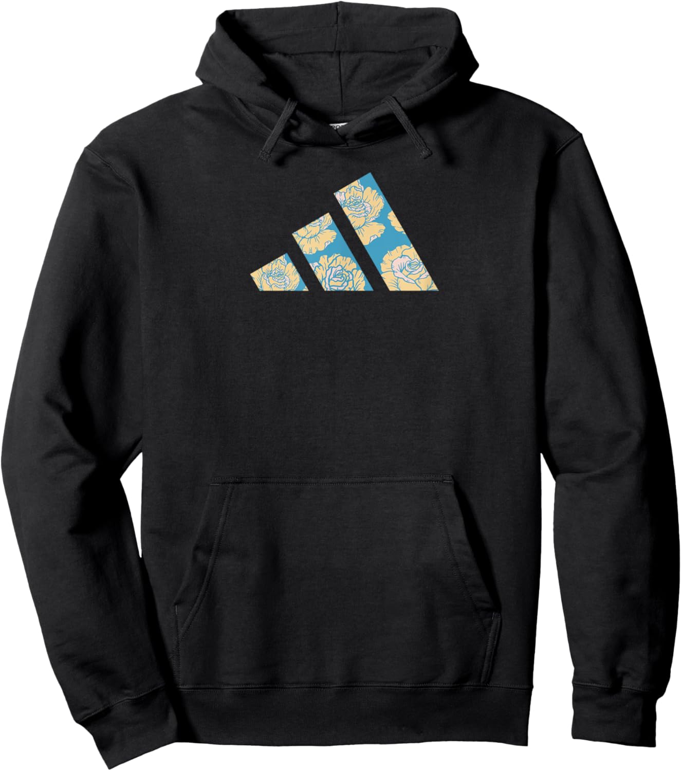 adidas Badge of Sport Floral Three Bar Graphic Hoodie - Hoodie | Black