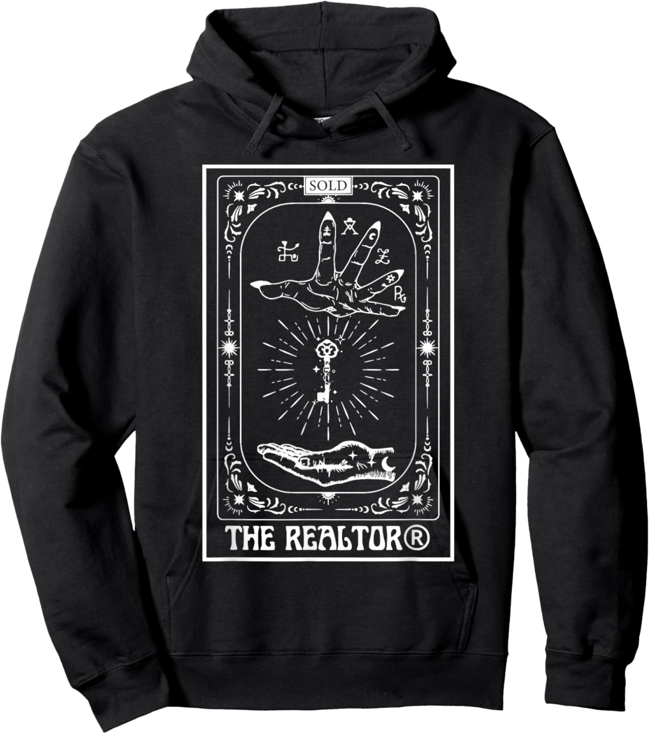 Retro Tarot Card Realtor Real Estate Agent House Broker Hoodie - Hoodie | Black