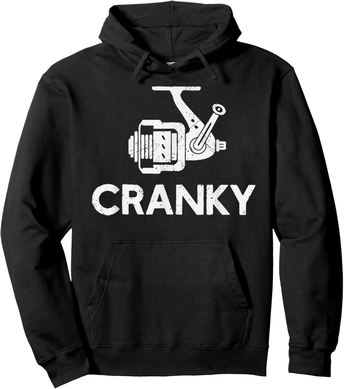 Funny Cranky Fishing Reel Pun for Fishermen Hoodie - Hoodie | Black