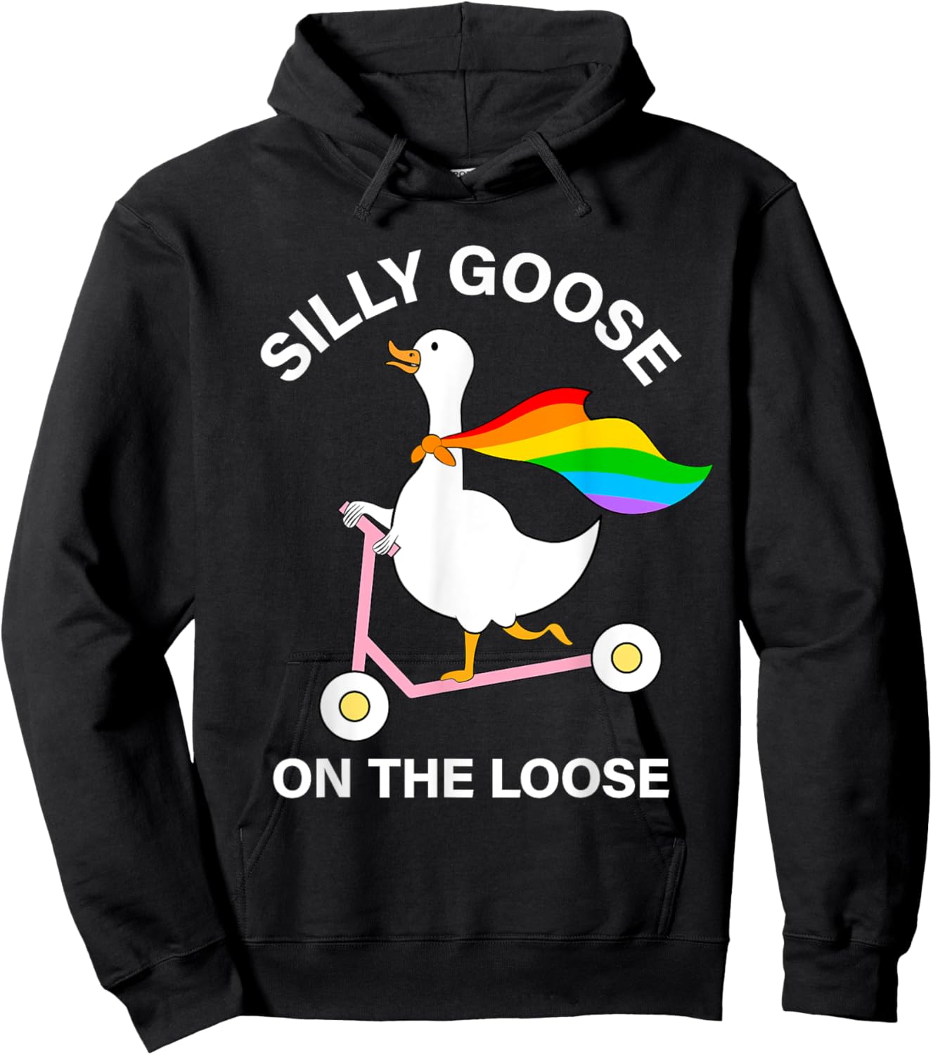 Silly Goose On The Loose Rainbow Goose Pride Month Men Women Hoodie - Hoodie | Black