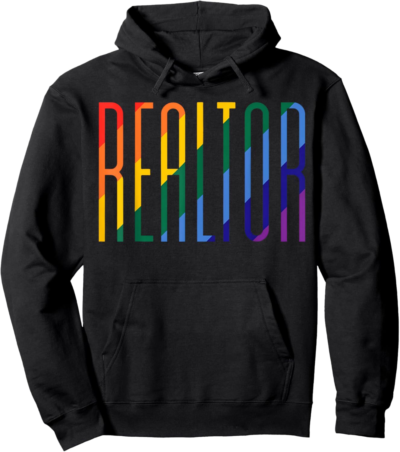Gay Pride Realtor Rainbow LGBT Month Real Estate Agent Hoodie - Hoodie | Black