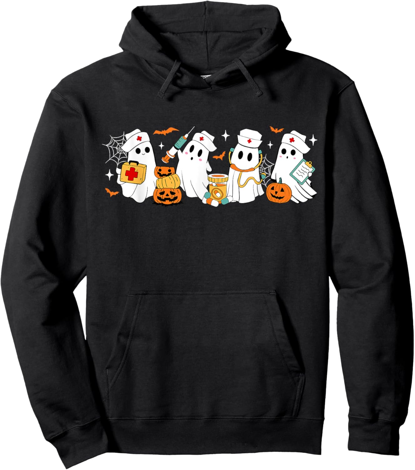 Retro Boo Boo Crew Nurse Funny Ghost Women Halloween Nurse Hoodie - Hoodie | Black