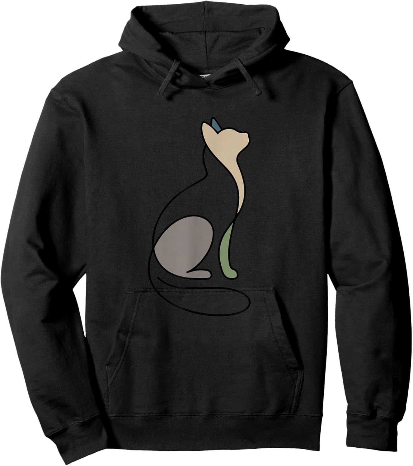 Minimalist Cat Design in Neutral Modern Tones Hoodie - Hoodie | Black
