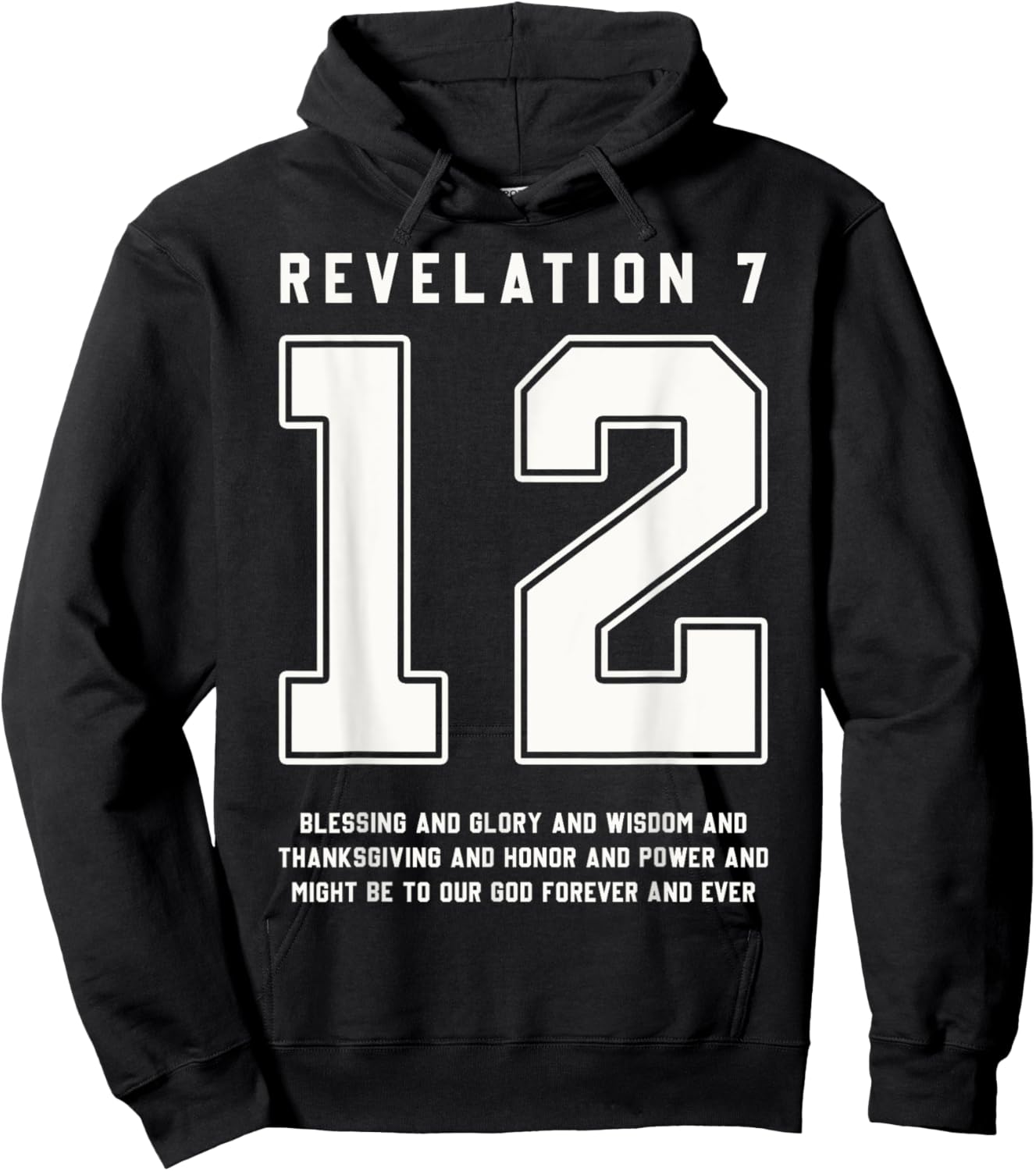 Revelation 7:12 Bible Verse Team Sports Jersey Christian Hoodie - Hoodie | Black