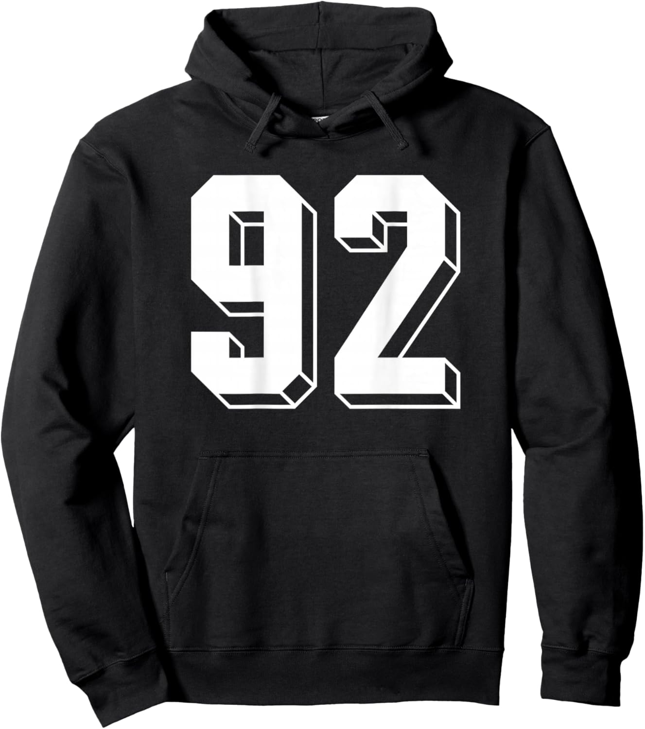 Number 92 BACKSIDE - Retro 80s 90s Team Jersey Numbered Hoodie - Hoodie | Black