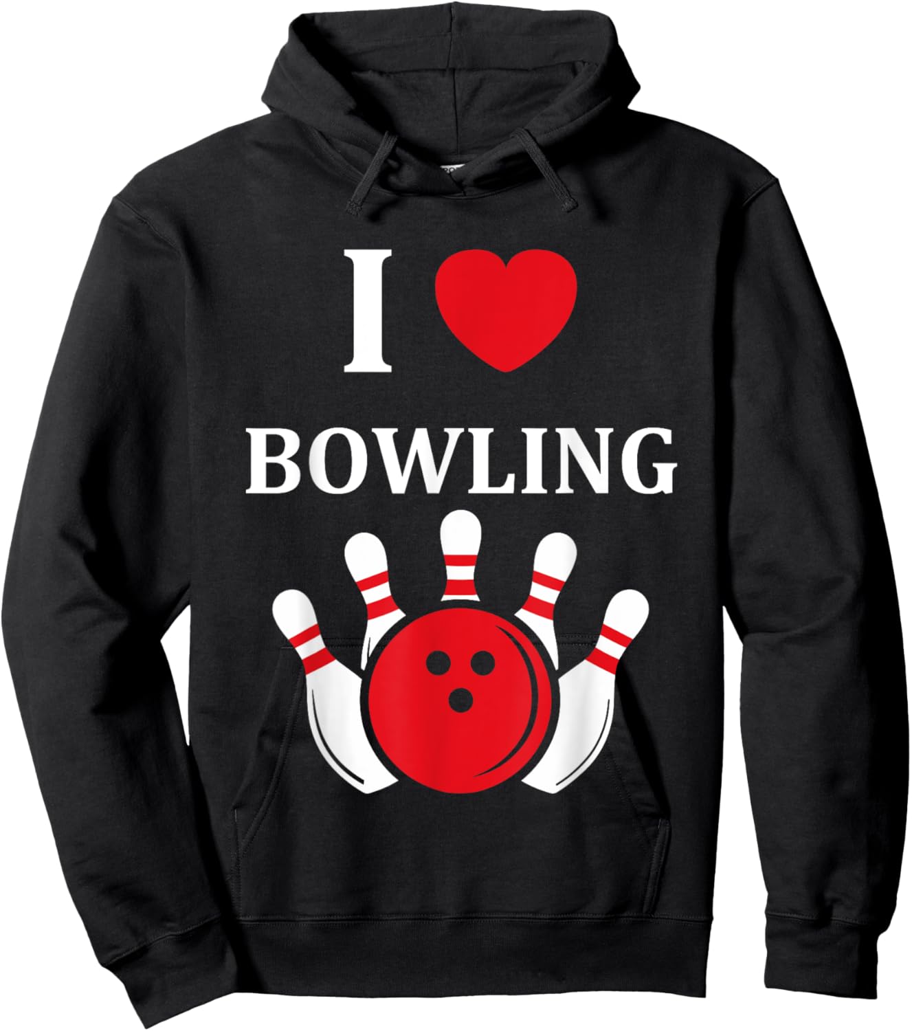 Sport Humor Bowling Player Simple i love Bowling Hoodie - Hoodie | Black