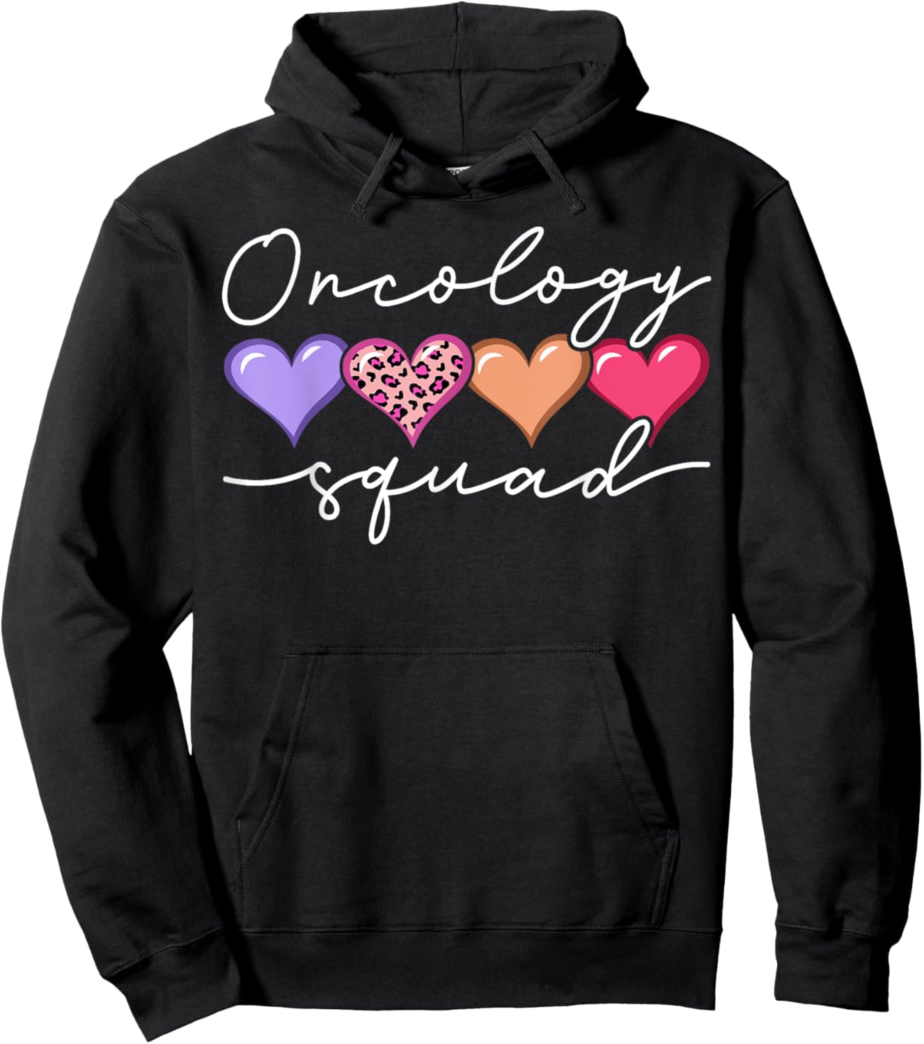 Oncology Squad Oncologist Oncology Nurse Heart Leopard Hoodie - Hoodie | Black