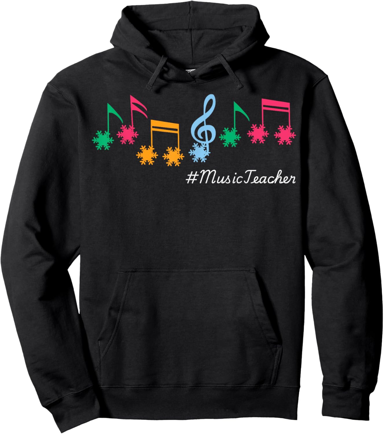 Funny Music Teacher Christmas Music Notes Snowflakes Outfit Hoodie - Hoodie | Black