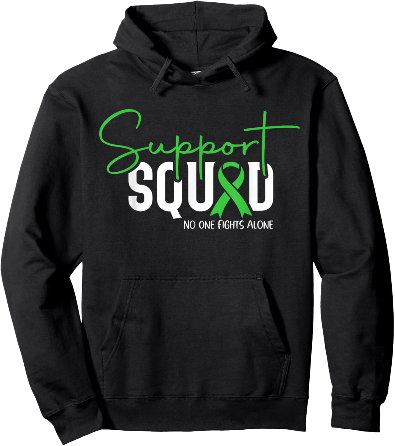 Support Squad Mental Health Awareness Matters Green Ribbon Hoodie - Hoodie | Black