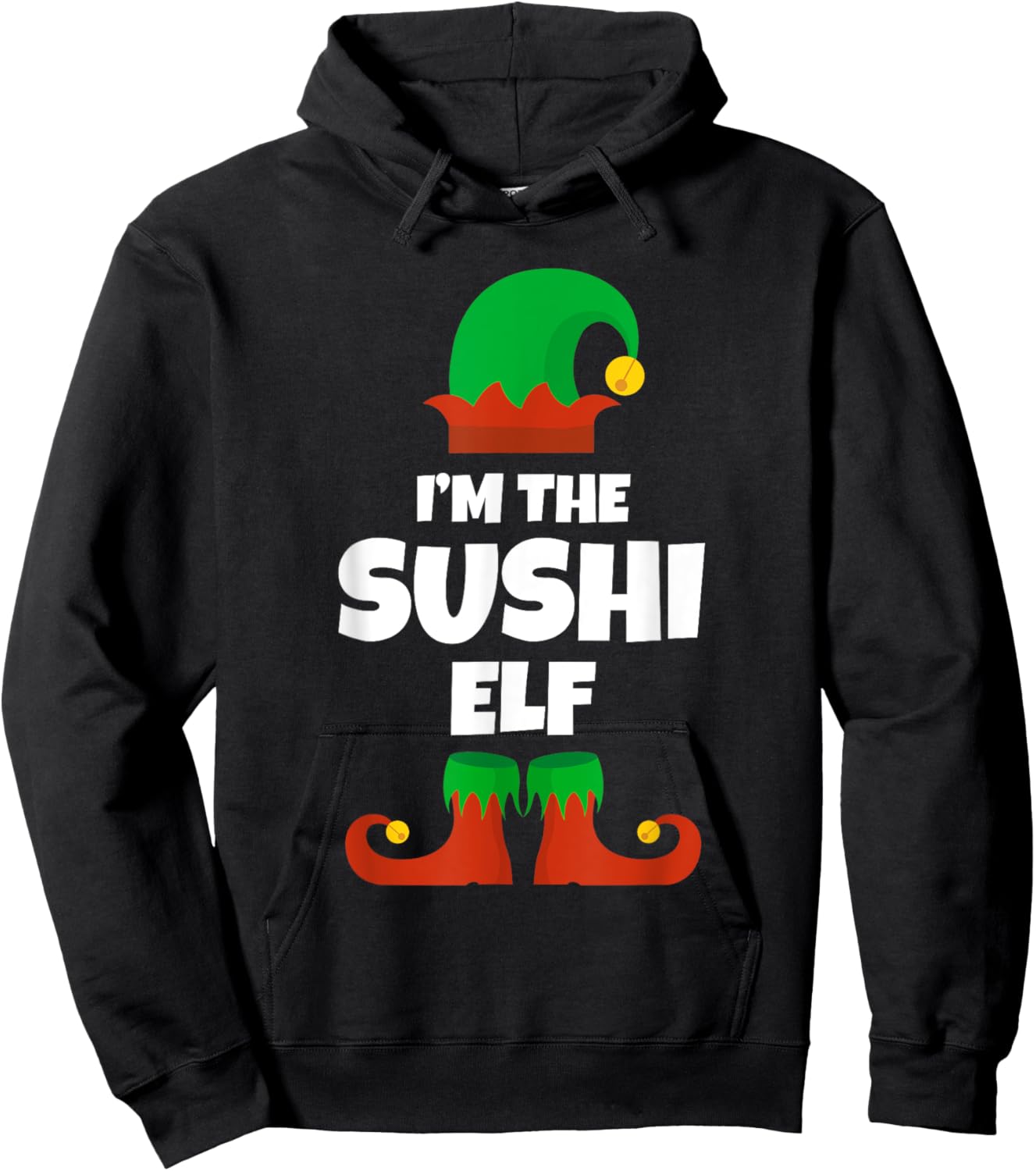 I'm The Sushi Elf Family Pajama Christmas Funny Japanese Hoodie - Hoodie | Black