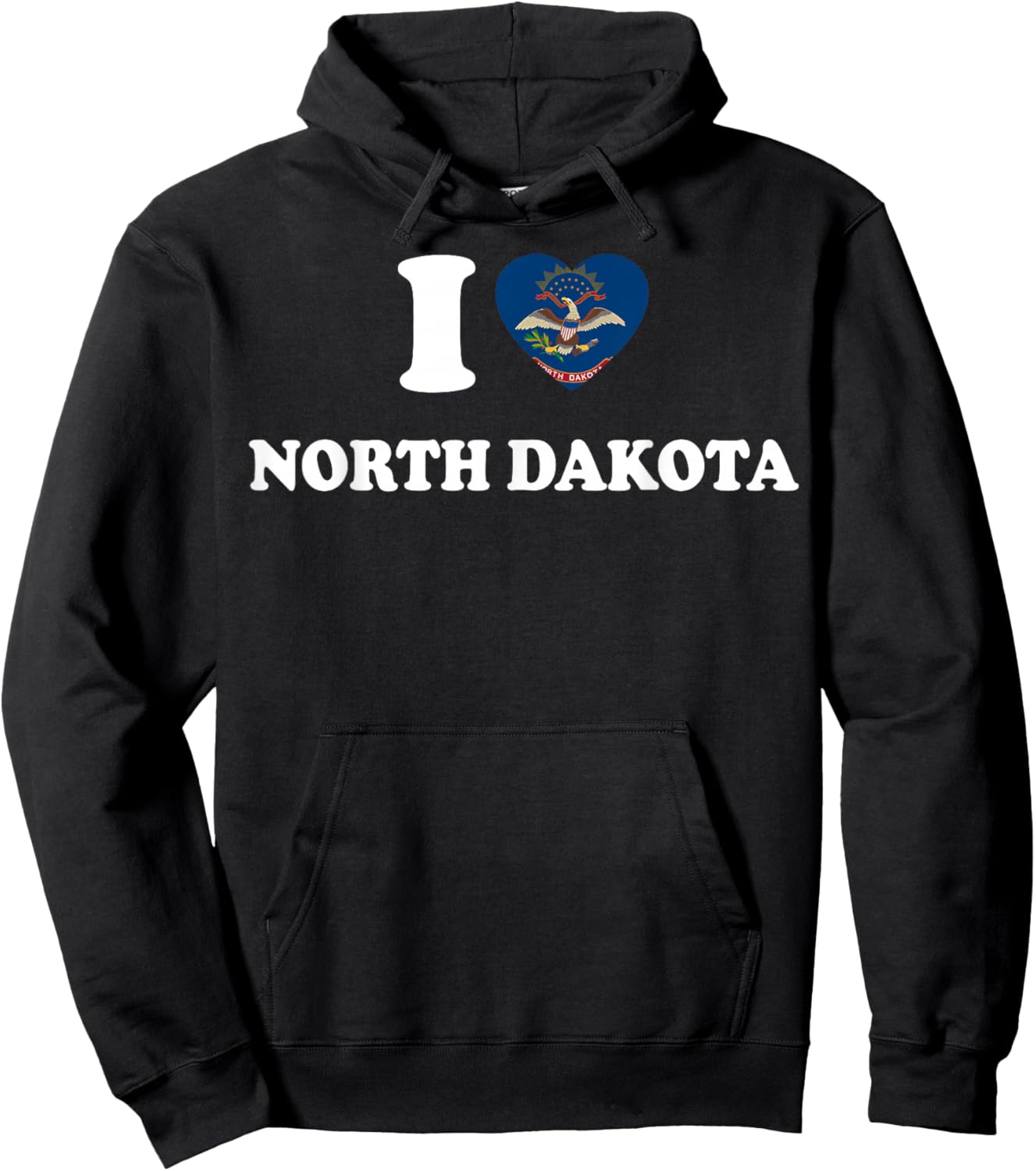 I Love North Dakota Shirt I Heart North Dakota Flag Hoodie - Hoodie | Black