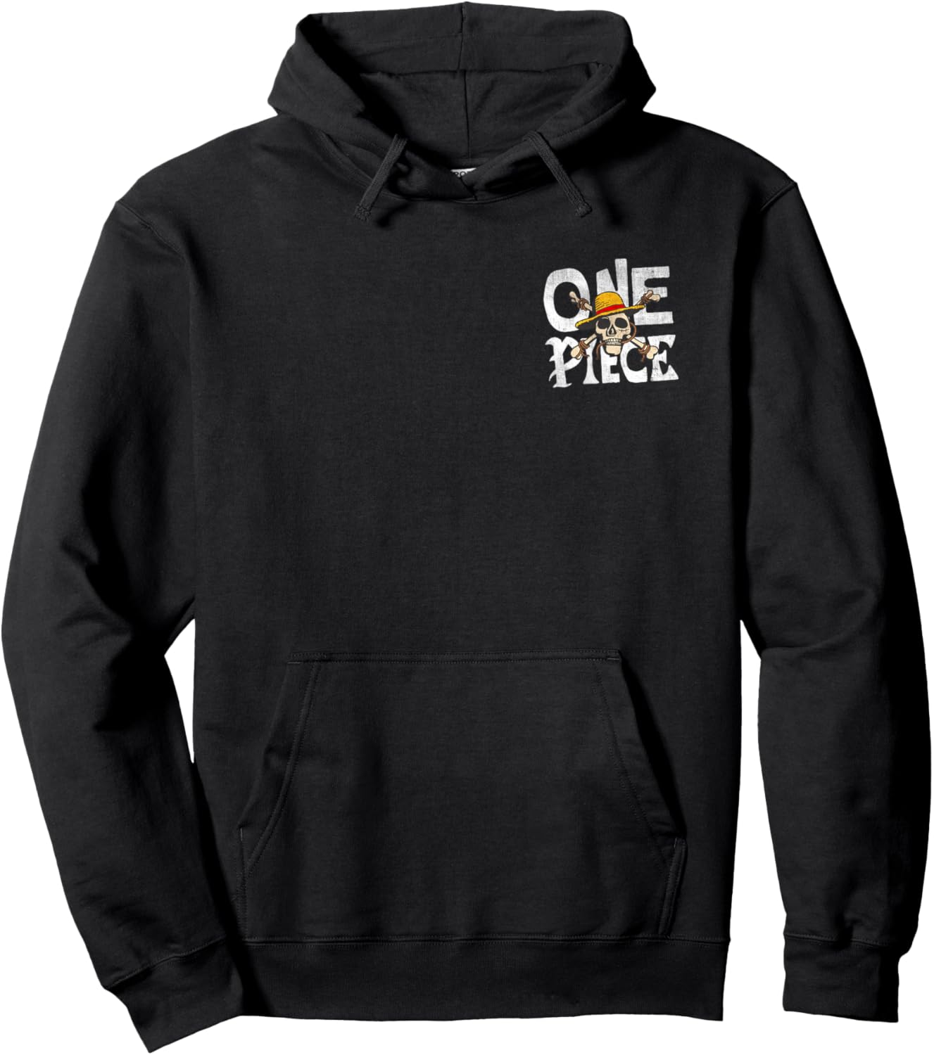 One Piece Straw Skull Front Back Hoodie - Hoodie | Black