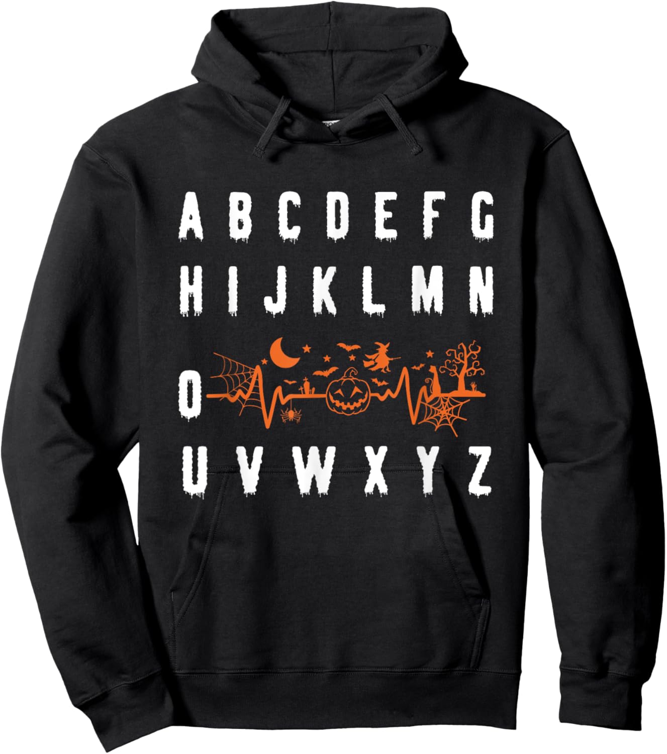 PQRST Alphabet Heartbeat Halloween nurse Hoodie - Hoodie | Black