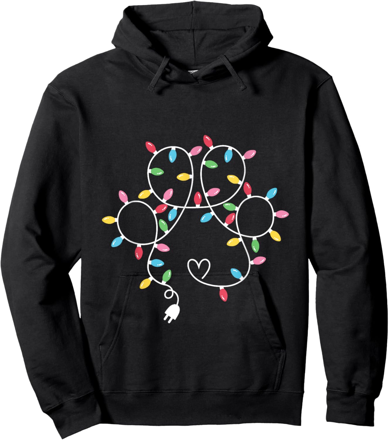 Dog Paw Print Lights Christmas Dog Lover Christmas Men Women Kids Hoodie - Hoodie | Black