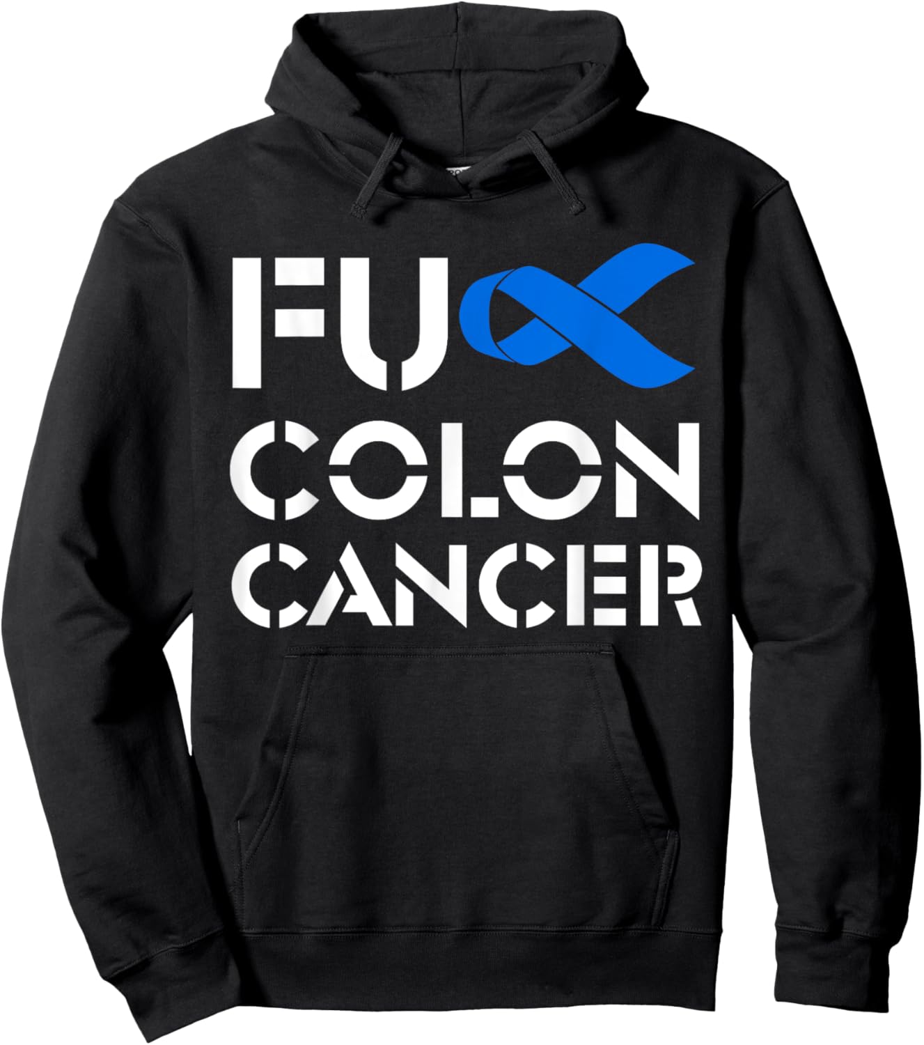Fuck Colon Cancer American Flag Awareness Survivor Hoodie - Hoodie | Black