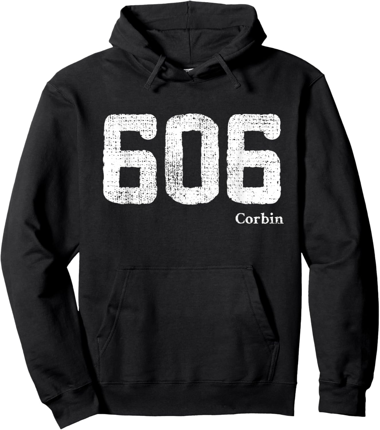 606 Area Code, Distressed, Corbin, Kentucky Hoodie - Hoodie | Black