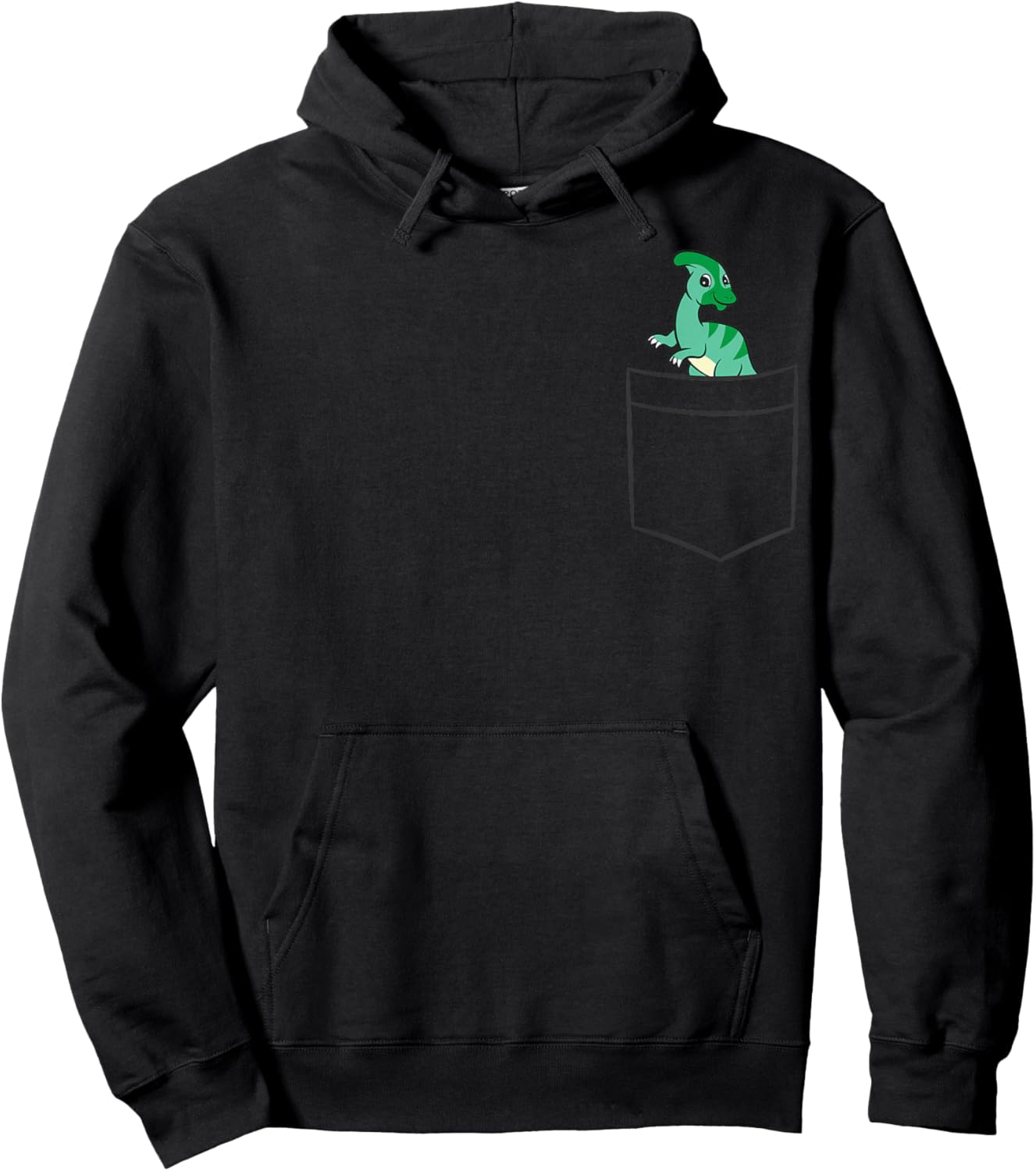 Parasaurolophus Dinosaur In A Pocket Hoodie - Hoodie | Black