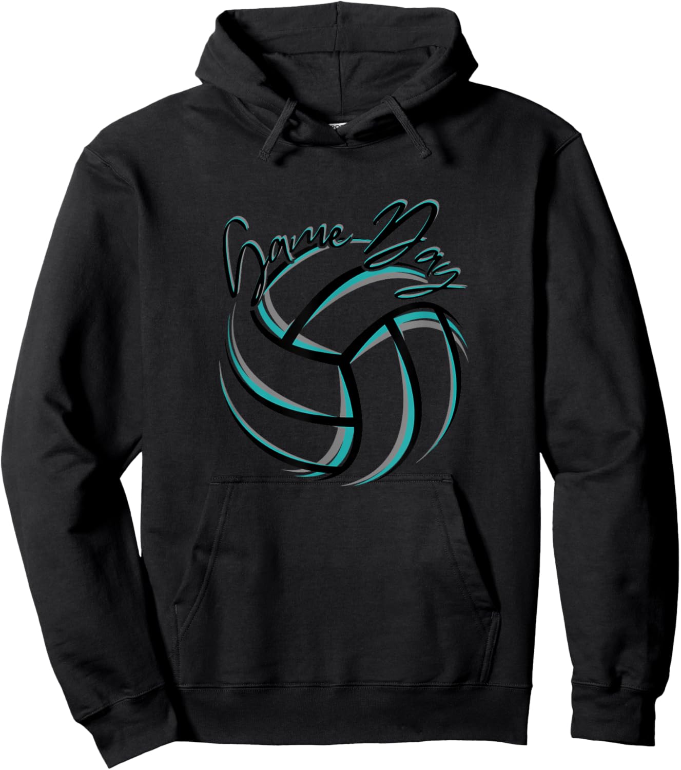 Parents Volleyball Team Game Day Teal & Black Splatter Hoodie - Hoodie | Black