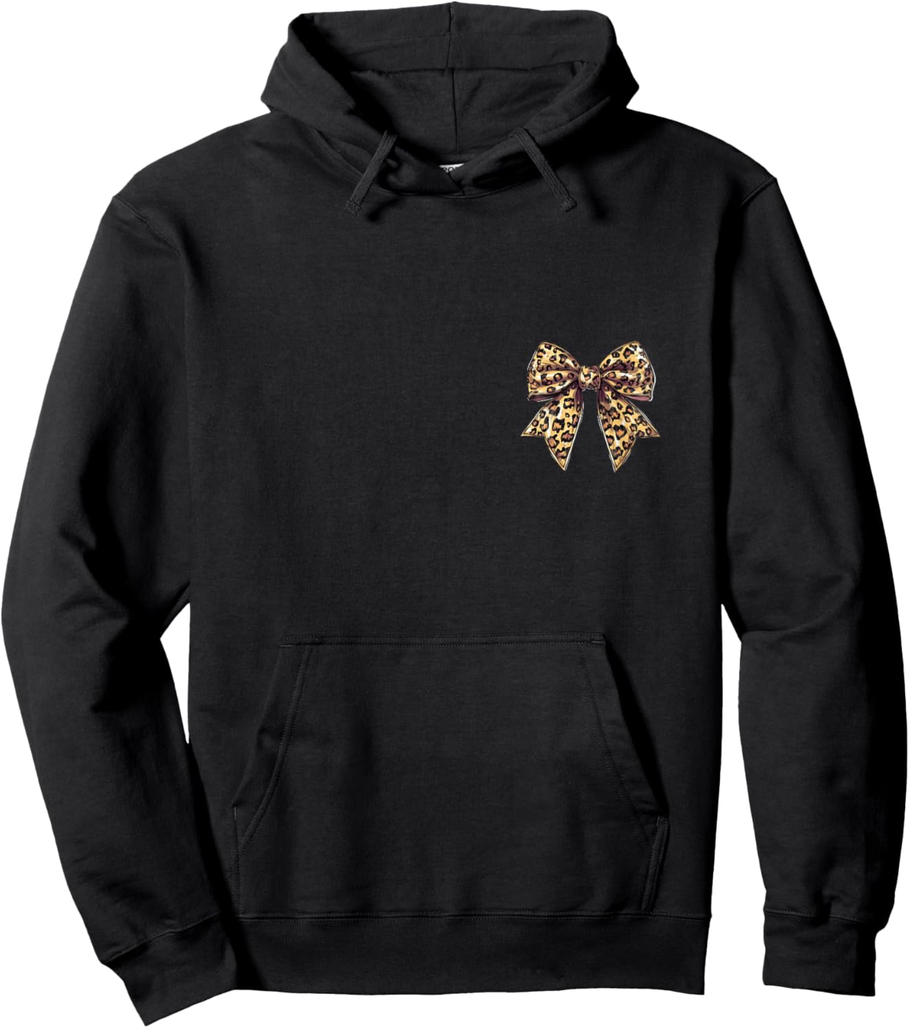 Coquette Bow Leopard Pattern Dainty Bow Animal Pattern Hoodie - Hoodie | Black