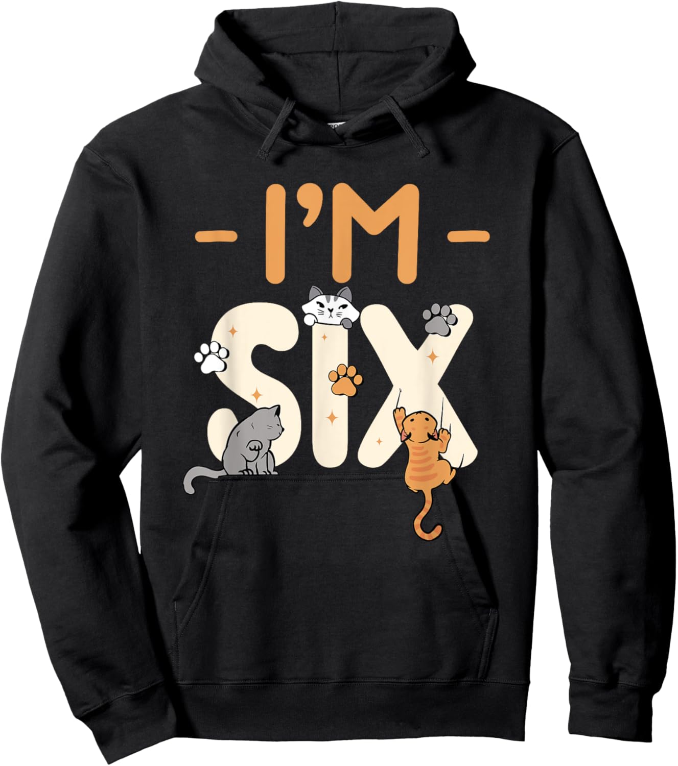 Cat 6 Years Old I'm Six 6th Birthday Party Kitten Cat Hoodie - Hoodie | Black