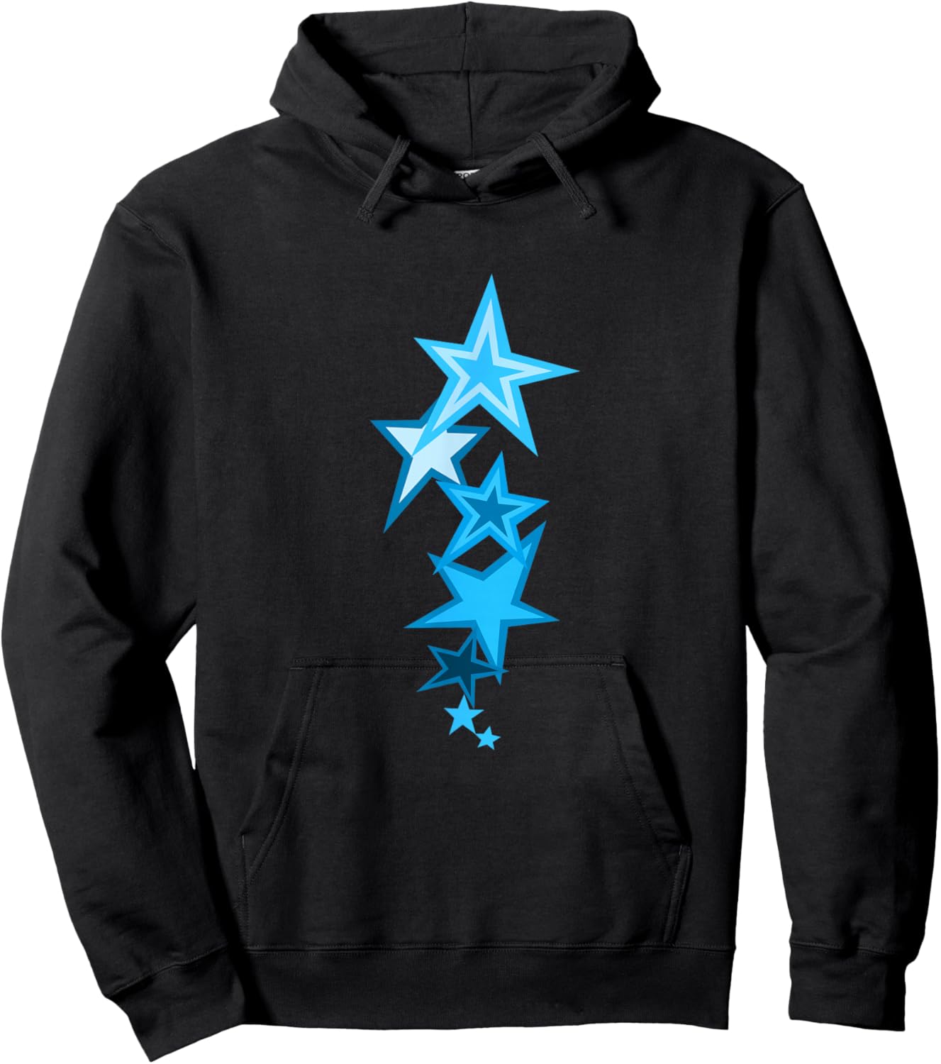 Blue Color Vertical Stars Blue Graphic Hoodie - Hoodie | Black