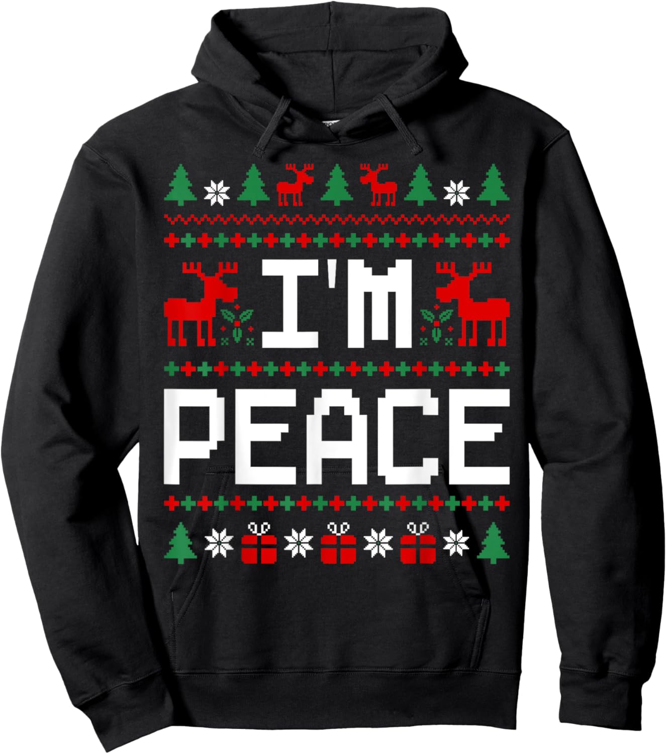 Couples Ugly Christmas Sweaters I Come In Peace I'm Peace Hoodie - Hoodie | Black