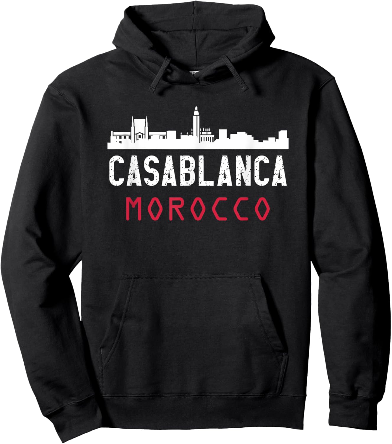 Casablanca Morocco , -Adult, Black, Small, Short Sleeve, , Classic Fit, Polyester 100% Hoodie - Hoodie | Black