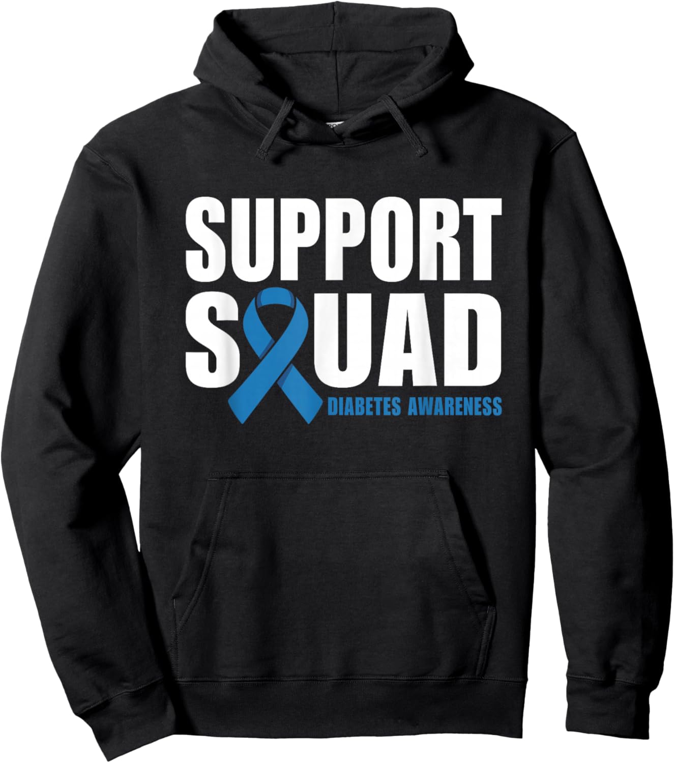 Support Squad Diabetes Awareness Blue Ribbon Hoodie - Hoodie | Black