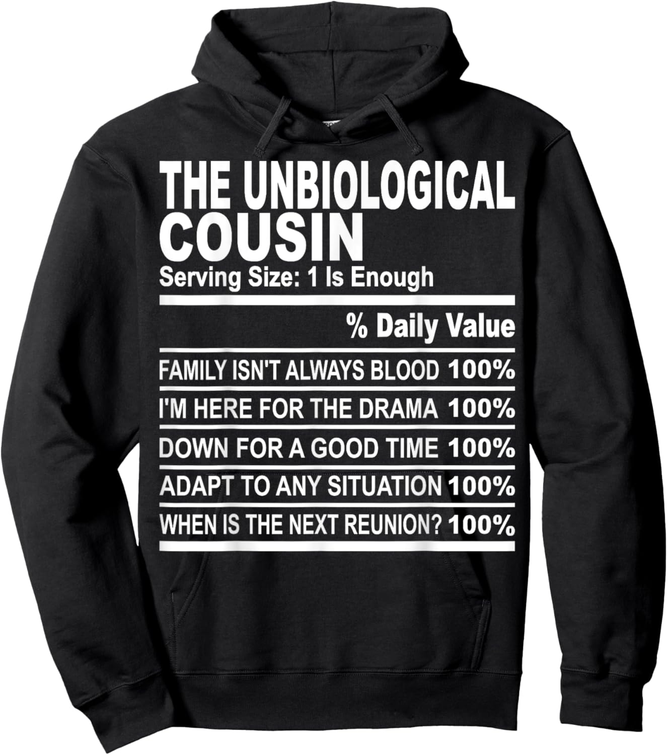 The unbiological cousin nutrition facts cousins men women Hoodie - Hoodie | Black
