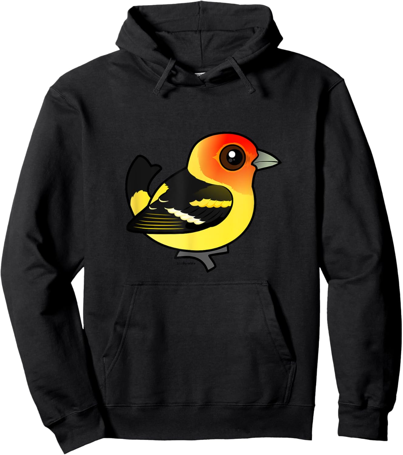 Cute Cartoon Western Tanager Birdorable Bird Species Hoodie - Hoodie | Black